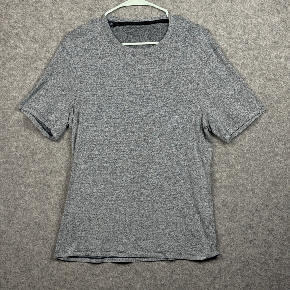 Athletic Mens Heather Gray Crew Neck Short Sleeve T Shirt Lululemon ABC Size L